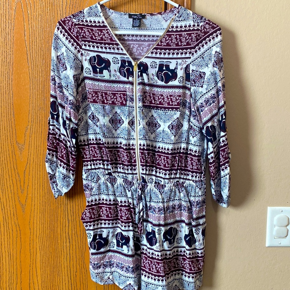 Zip front boho romper